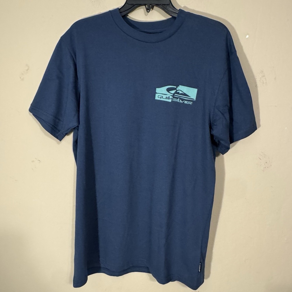 Quiksilver T-Shirt Men S Small Blue Logo Graphic Tee Surf Skater QSM15ST116 NEW